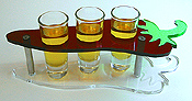 Laser-cut customized shot holders and beer sampler trays